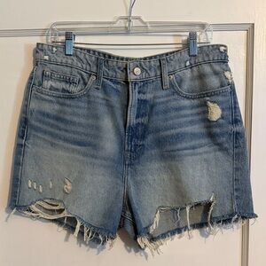 Lucky Brand Distressed Denim Cutoff Shorts | Medium Wash Frayed Hem Jean Shorts